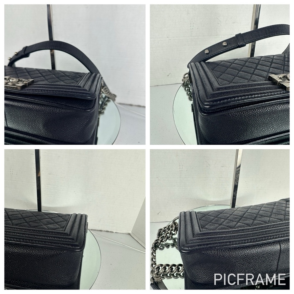 CHANEL BOY CAVIAR LEATHER Chain Shoulder Bag Navy Medium & Chanel & LV wallet - Picture 9 of 17